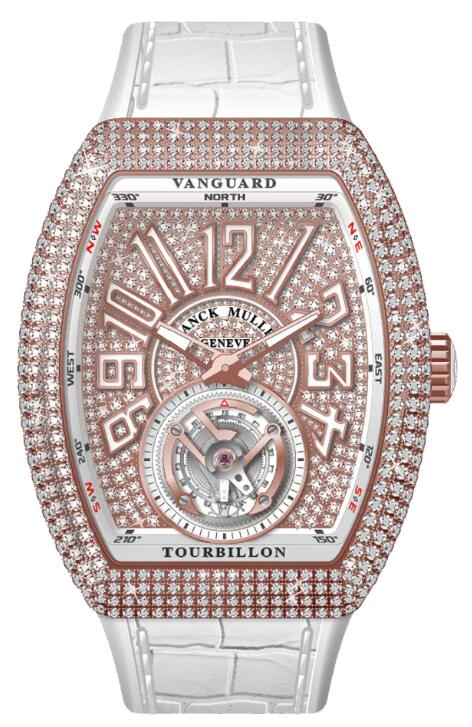 Buy Franck Muller Vanguard Tourbillon Rose Gold White Diamonds Case Replica Watch for sale Cheap Price V 41 T D CD (BC) (5N) (DIAM BC 5N)